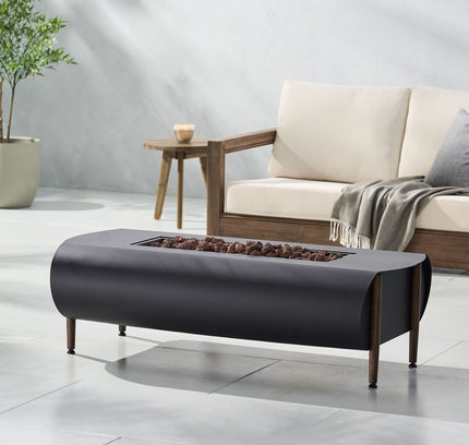 Vernon Rectangular Propane Fire Pit Table | Dark Gray