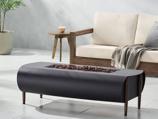 Vernon Rectangular Propane Fire Pit Table | Dark Gray