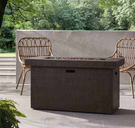 Custer Rectangular Propane Fire Pit Table | Brown