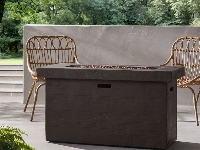 Custer Rectangular Propane Fire Pit Table | Brown