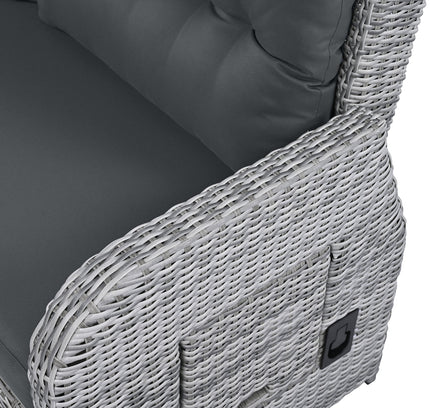 Outdoor Rattan Patio Furniture Set with Adjustable Recliners, Ottomans & Tables