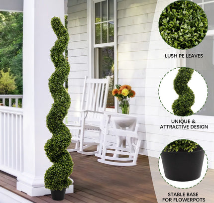 Artificial Outdoor UV Resistant Plastic Boxwood Topiary Spiral Tree