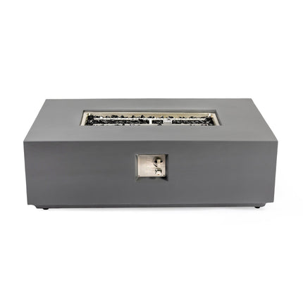 Volon Modern Rectangular Fire Pit Table in Light Gray