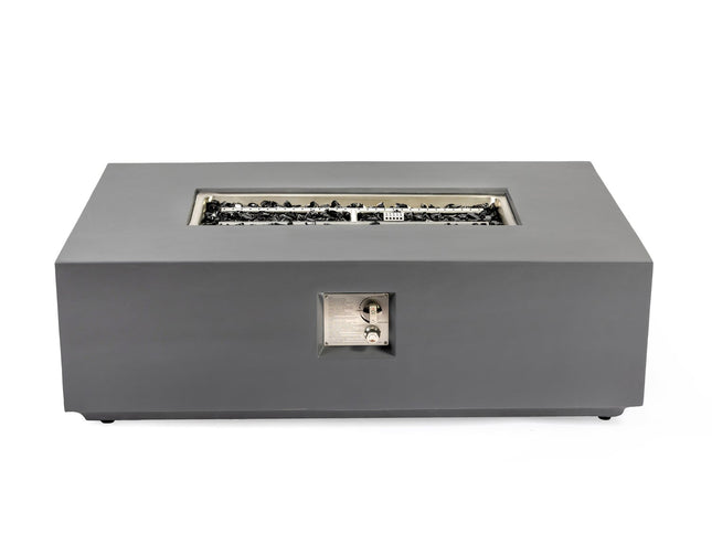 Volon Modern Rectangular Fire Pit Table in Light Gray