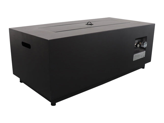 Modern Steel Outdoor Fire Pit Table with Lid, Black