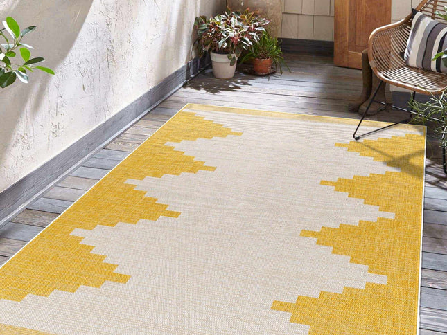Djugun Yellow Outdoor Rug - Clearance