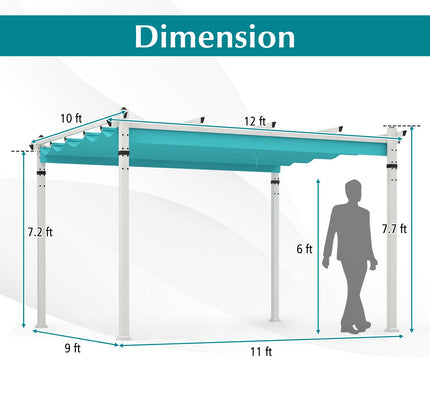 Outdoor Pergola with Retractable Canopy and Aluminum Frame