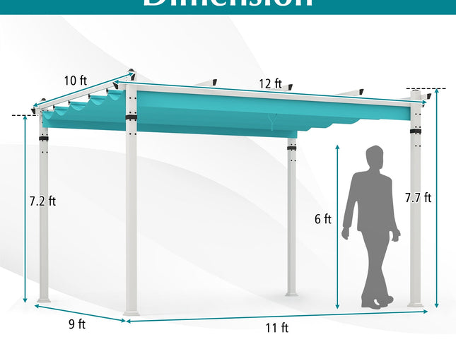 Outdoor Pergola with Retractable Canopy and Aluminum Frame