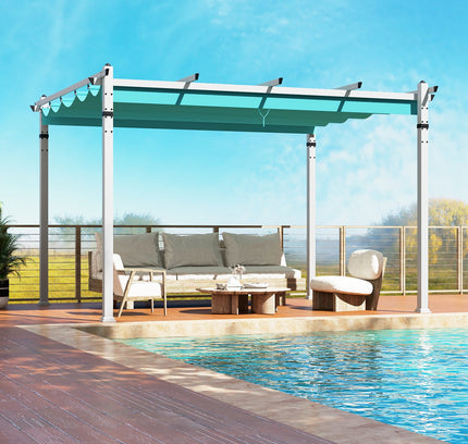 Outdoor Pergola with Retractable Canopy and Aluminum Frame