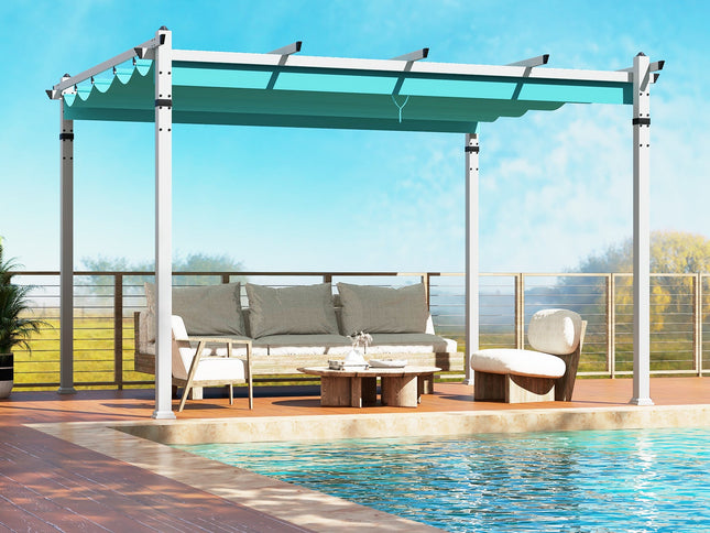 Outdoor Pergola with Retractable Canopy and Aluminum Frame
