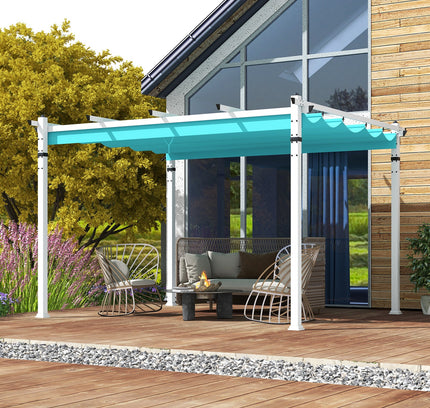 Outdoor Pergola with Retractable Canopy and Aluminum Frame