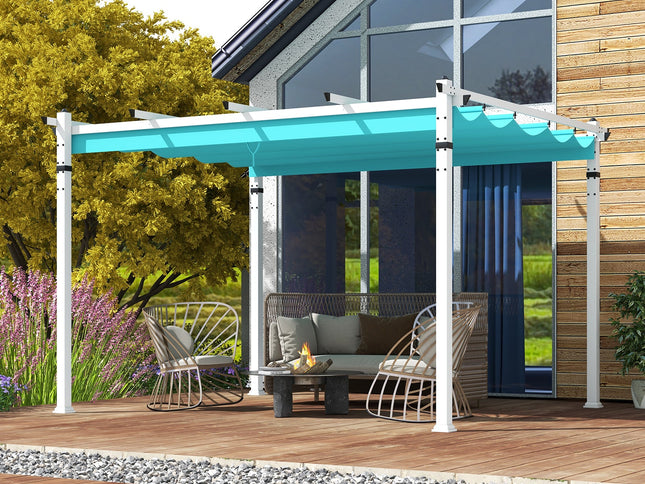 Outdoor Pergola with Retractable Canopy and Aluminum Frame