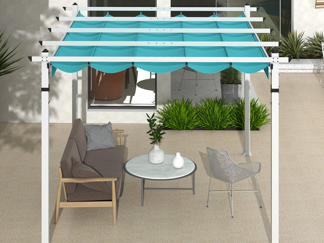 Outdoor Pergola with Retractable Canopy and Aluminum Frame