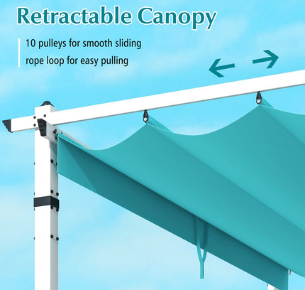 Outdoor Pergola with Retractable Canopy and Aluminum Frame