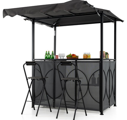 Grill Gazebo w/ Awning 3-Piece BBQ Canopy Double-Tier Soft Top Barbecue Shelter