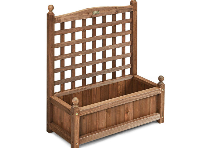 Wood Planter Box with Trellis Weather-resistant Outdoor