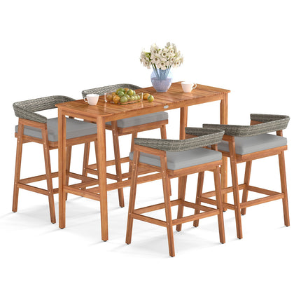 3-Piece Patio Counter Height Bar Set with 2 Cushioned Barstools