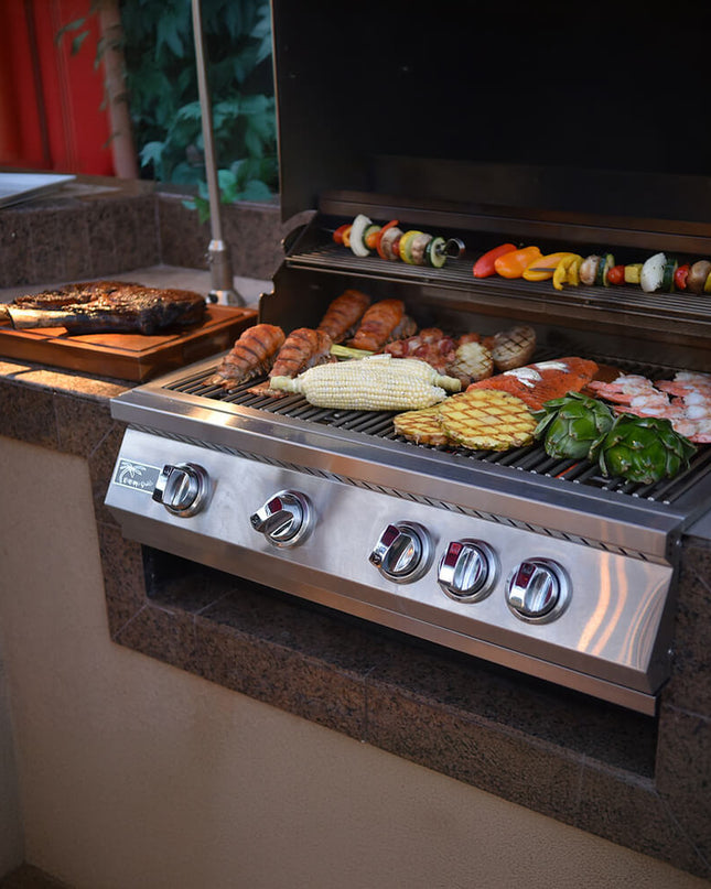 KoKoMo Grills 32" Heavy Duty 60K BTU LP/NG 4 Burner Built-In Stainless Steel Gas Grill