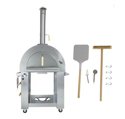 KoKoMo Grills Premium 32" Stainless Steel Dual Fuel Gas Or Wood Fired Pizza Oven