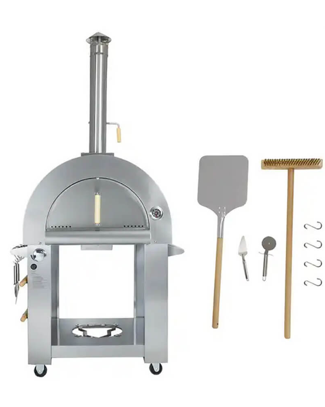 KoKoMo Grills Premium 32" Stainless Steel Dual Fuel Gas Or Wood Fired Pizza Oven