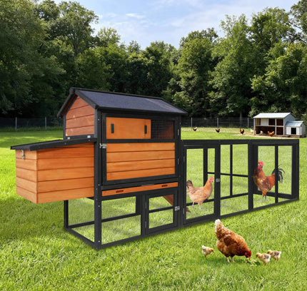 Large 114-Inch Outdoor Wooden Chicken Coop With Run And Nesting Box (SAK83516)