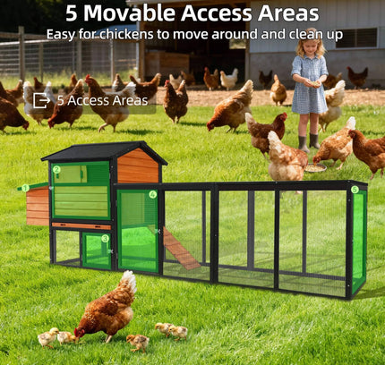 Large 114-Inch Outdoor Wooden Chicken Coop With Run And Nesting Box (SAK83516)