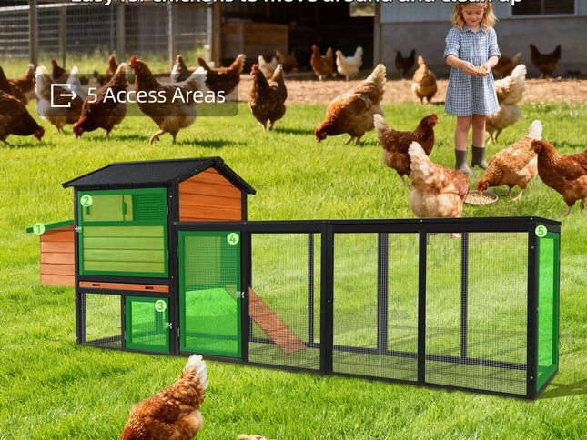 Large 114-Inch Outdoor Wooden Chicken Coop With Run And Nesting Box (SAK83516)