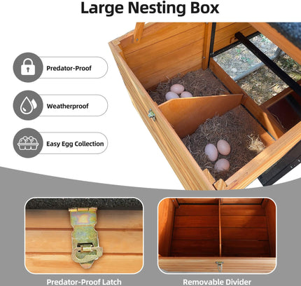 Large 114-Inch Outdoor Wooden Chicken Coop With Run And Nesting Box (SAK83516)