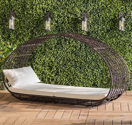 Alora Large 2-Person Abigal Outdoor Wicker Daybed With Aluminum Frame And Cushions