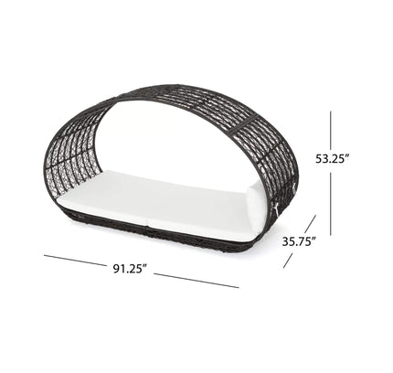 Alora Large 2-Person Abigal Outdoor Wicker Daybed With Aluminum Frame And Cushions