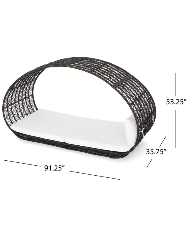 Alora Large 2-Person Abigal Outdoor Wicker Daybed With Aluminum Frame And Cushions