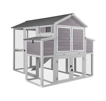 Large 76-Inch Outdoor Chicken Hen House With Sleeping Area And Run [6-10 Chickens] (SAK56431)