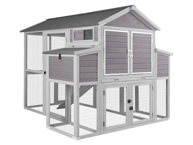 Large 76-Inch Outdoor Chicken Hen House With Sleeping Area And Run [6-10 Chickens] (SAK56431)