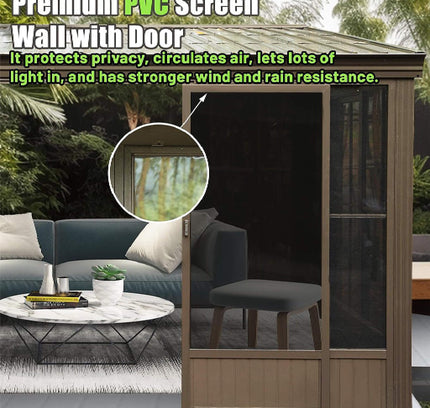 12X14FT Alora Haven Large Outdoor All-Season Wall-Mounted Sunroom With Galvanized Steel Roof & Moveable PVC Screen (SAK46475)