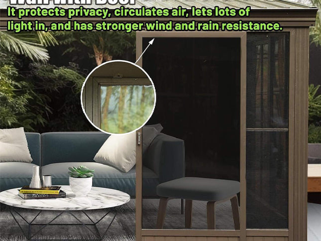 12X14FT Alora Haven Large Outdoor All-Season Wall-Mounted Sunroom With Galvanized Steel Roof & Moveable PVC Screen (SAK46475)