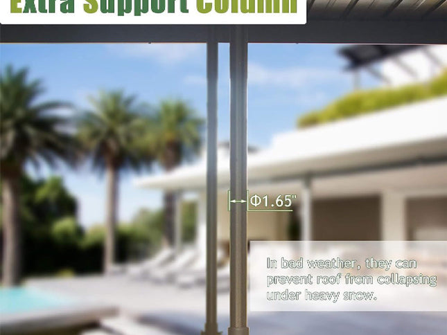 12X14FT Alora Haven Large Outdoor All-Season Wall-Mounted Sunroom With Galvanized Steel Roof & Moveable PVC Screen (SAK46475)