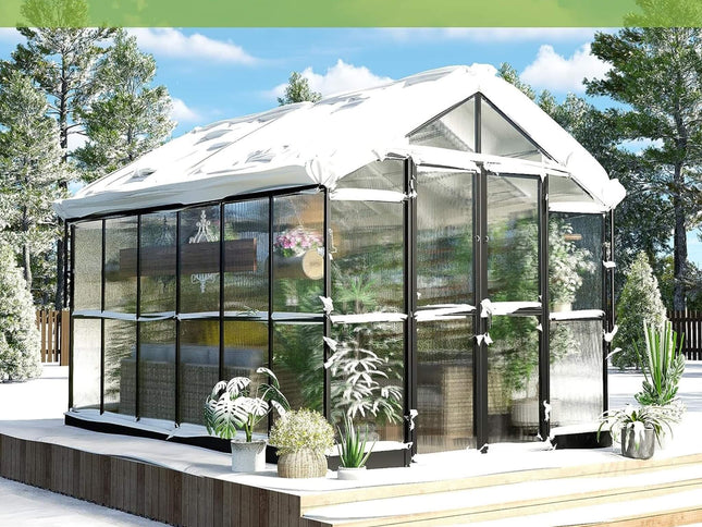 [08X12FT] Large Premium Outdoor Aluminum Polycarbonate Greenhouse With Double Swing Doors (SAK92641)