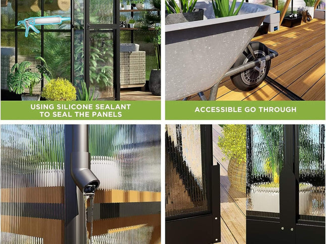 [08X12FT] Large Premium Outdoor Aluminum Polycarbonate Greenhouse With Double Swing Doors (SAK92641)