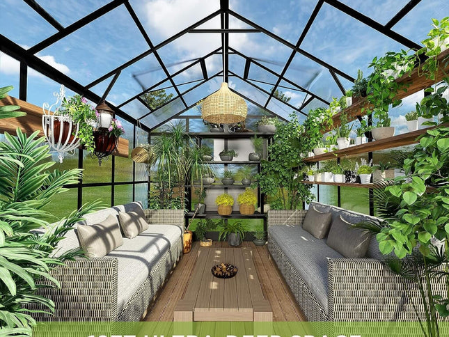 [08X12FT] Large Premium Outdoor Aluminum Polycarbonate Greenhouse With Double Swing Doors (SAK92641)