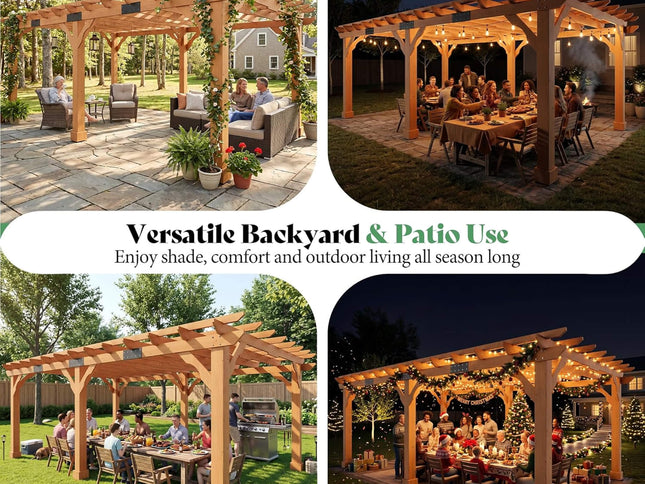 Alora Large Outdoor Cedar Wood Pergola Kit With Slatted Roof