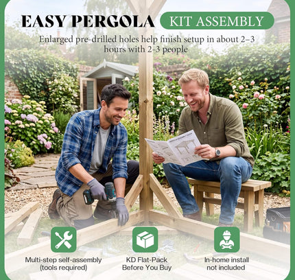 Alora Large Outdoor Cedar Wood Pergola Kit With Slatted Roof