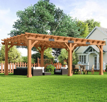 Alora Large Outdoor Cedar Wood Pergola Kit With Slatted Roof