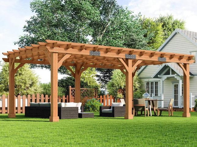 Alora Large Outdoor Cedar Wood Pergola Kit With Slatted Roof
