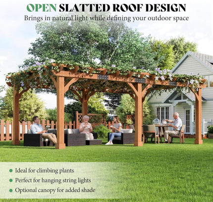 Alora Large Outdoor Cedar Wood Pergola Kit With Slatted Roof