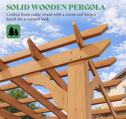 Alora Large Outdoor Cedar Wood Pergola Kit With Slatted Roof