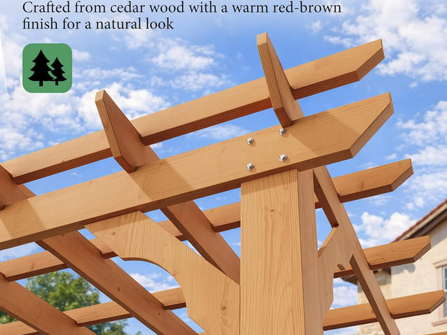 Alora Large Outdoor Cedar Wood Pergola Kit With Slatted Roof