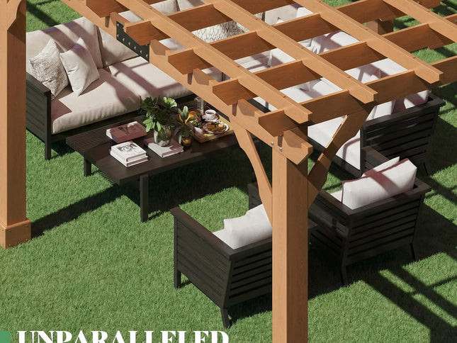 Alora Large Outdoor Cedar Wood Pergola Kit With Slatted Roof