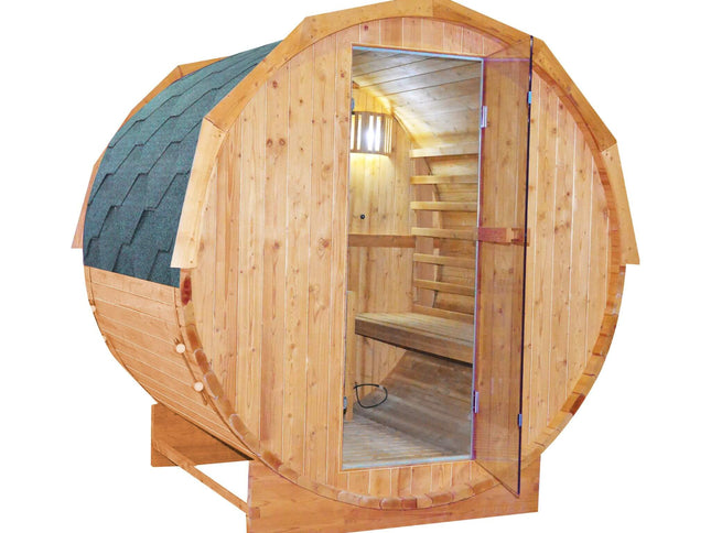 Thermora Ignite Large Outdoor Carbonized Spruce Barrel Sauna, 4.5KW