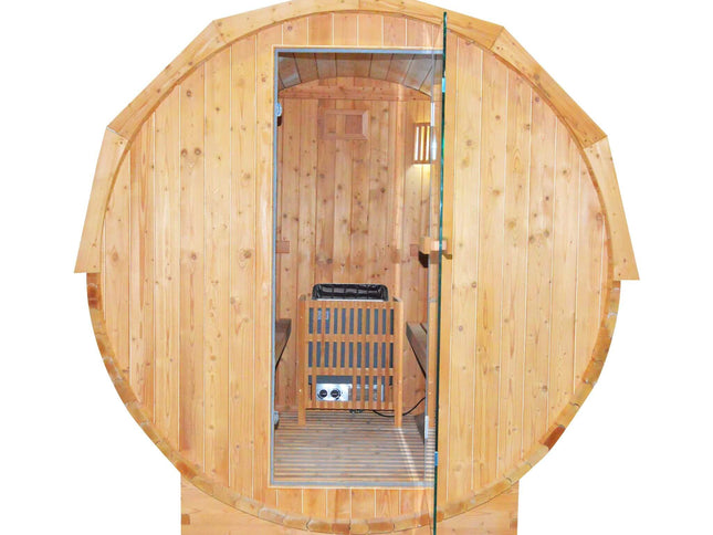 Thermora Ignite Large Outdoor Carbonized Spruce Barrel Sauna, 4.5KW