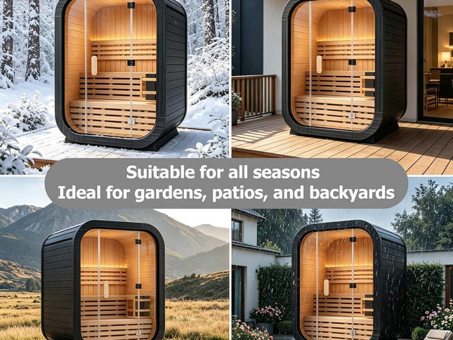 Thermora Lund Luxury 2-Person Outdoor Spruce Wood Cube Sauna Kit With 4.5KW Electric Stove (SAK74290)